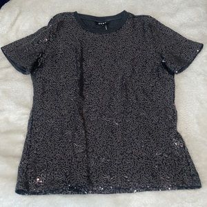DKNY sequenced black blouse